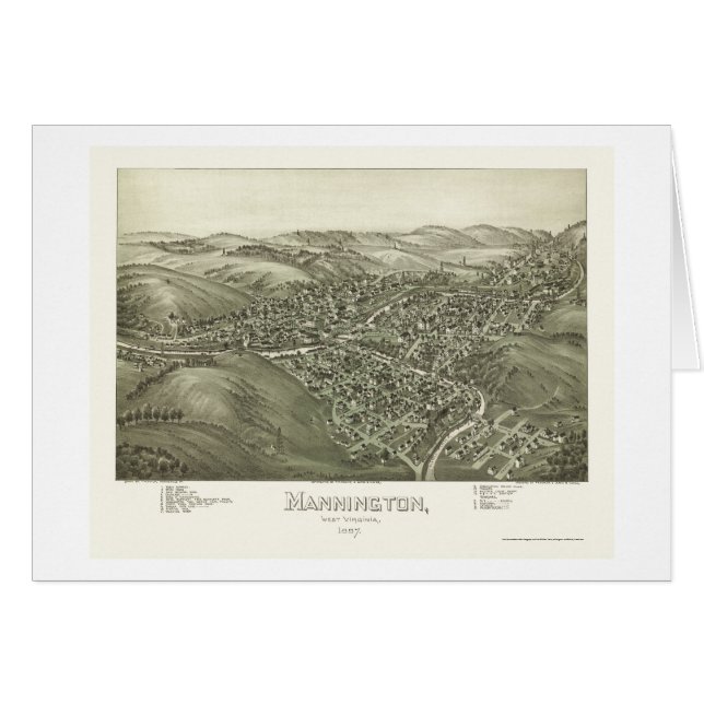 Mannington, WV panoramische Karte - 1897 (Vorderseite (Horizontal))