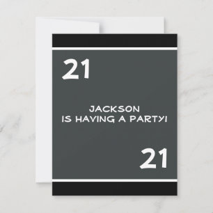 Männlich 21. Geburtstag Party Einfach dunkelgrau Einladung
