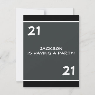 Männlich 21. Geburtstag Party Einfach dunkelgrau Einladung