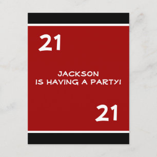 Männlich 21. Geburtstag Party Einfach rot Einladung