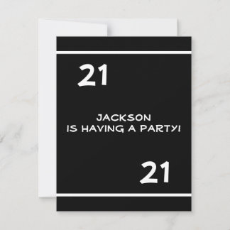 Männlich 21. Geburtstag Party Einfach Schwarz & We Einladung