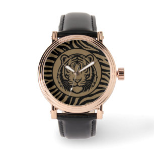 Männlich, schwarzes Mocca-Tigergesicht, moderne Uh Armbanduhr