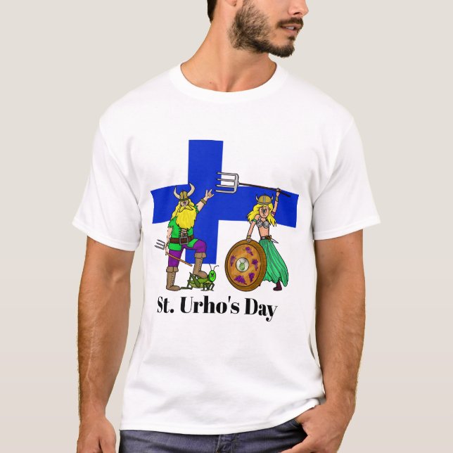 Männlich und Weiblich Vikings St. Urho's Day T - S T-Shirt (Vorderseite)
