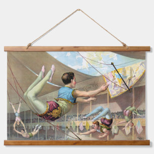 Männliche Akrobaten, Darstellend an einem Zirkus Wandteppich Mit Holzrahmen