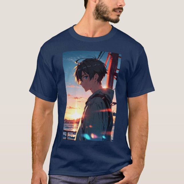 Männliche Anime-Geschenkfigur T-Shirt (Vorderseite)