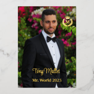 Männliche Autogrammkarte für Schönheitswettbewerbe Folieneinladung
