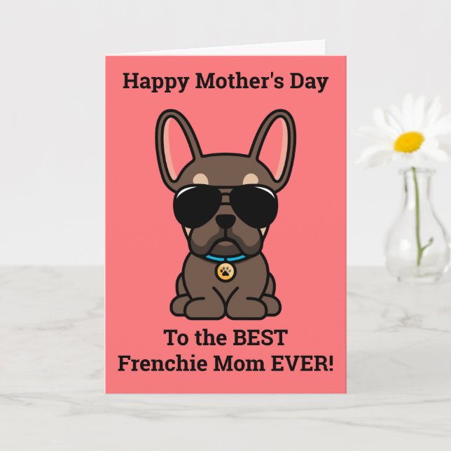 Männliche Brown Tan French Bulldog Mother's Day Ca Karte (Kleine Pflanze)
