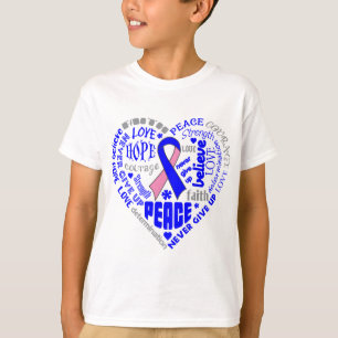 Männliche Brustkrebs-Bewusstseins-Herz-Wörter T-Shirt