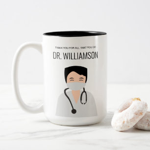 Männliche Doktoranschauung Danke Zweifarbige Tasse