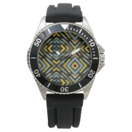 Männliche Geometrische Blau Gold Schwarz Armbanduhr