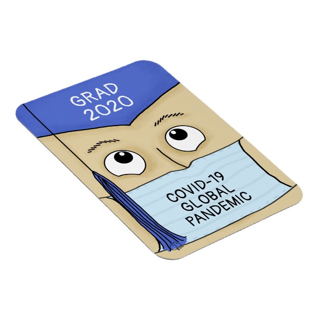 Männliche Graduate Light Skin COVID-19 Magnet (Rechte Seite)