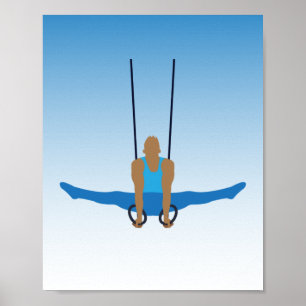Männliche Gymnast auf Steady Rings Illustriert Poster