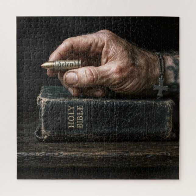 Männliche Hand hält eine Kugel Puzzle (Vertikal)