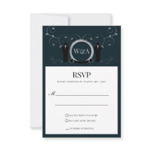 Männliche Hochzeit Silver Blue Monogram LGBTQ RSVP