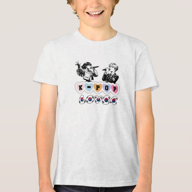 Männliche Idols singen KPop Hearts Korea Lover Tri-Blend Shirt (Vorderseite)