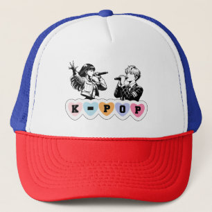 Männliche Idols singen KPop Musikdesign Truckerkappe