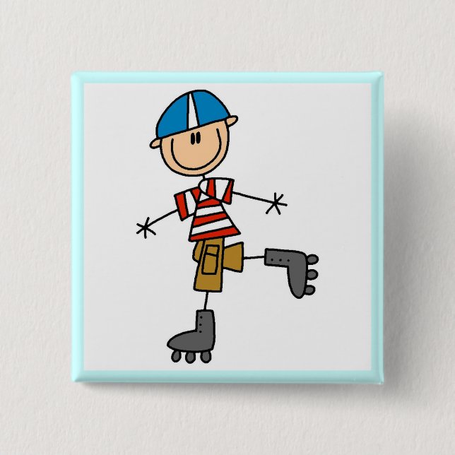 Männliche Inline-Skaten-T-Shirts und Geschenke Button (Vorderseite)