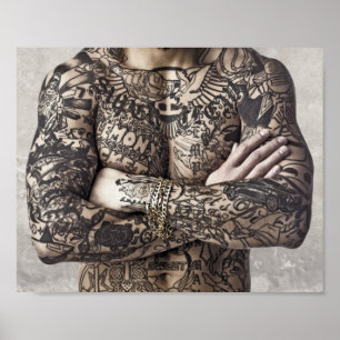 Männliche Körper-Tätowierungsfotografie Poster