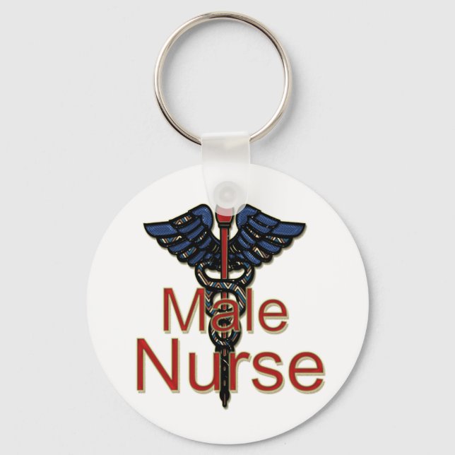 Männliche Krankenschwester mit Caduceus Schlüsselanhänger (Vorderseite)