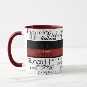männliche moderne Typografie Name rot/schwarz Tasse