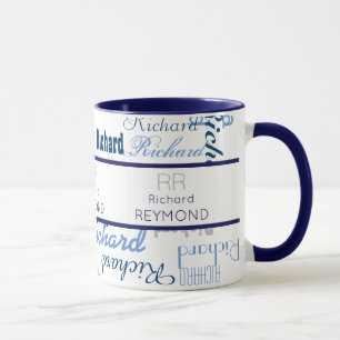 männliche moderne Typografie-Namensstruktur auf bl Tasse