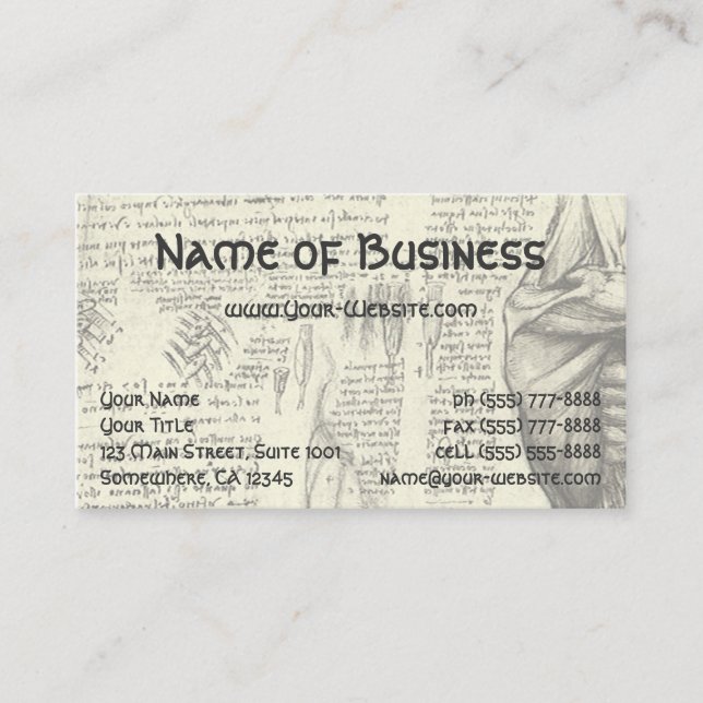 Männliche Muskelanatomie Sketch von Leonardo da Vi Visitenkarte (Vorderseite)