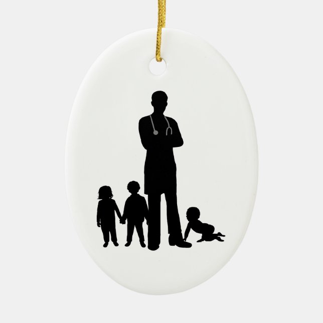 Männliche Pädiatrische Silhouette mit Kindergarten Keramik Ornament (Vorne)