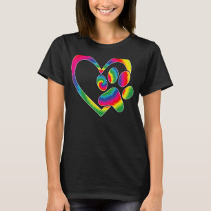 Männliche Rescue Hund Katze Paw Herz Print Gefärbt T-Shirt