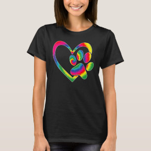 Männliche Rescue Hund Katze Paw Herz Print Gefärbt T-Shirt