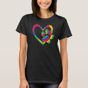 Männliche Rescue Hund Katze Paw Herz Print Gefärbt T-Shirt