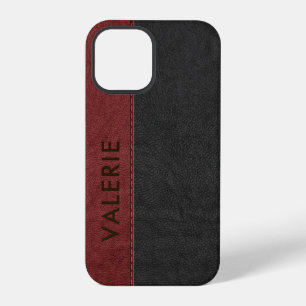 Männliche schwarze und rote Vintage-Faux-Lederhüll iPhone 12 Pro Hülle