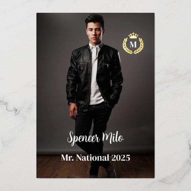 Männliche Seite Folieneinladung (Vorderseite)