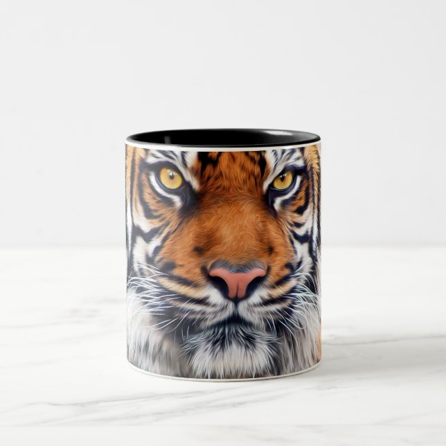 Männliche sibirischer Tiger-Farben-Fotografie Zweifarbige Tasse (Mittel)