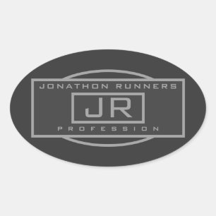 Männliche Sporty Geometric Gray & Dark Grays Ovaler Aufkleber