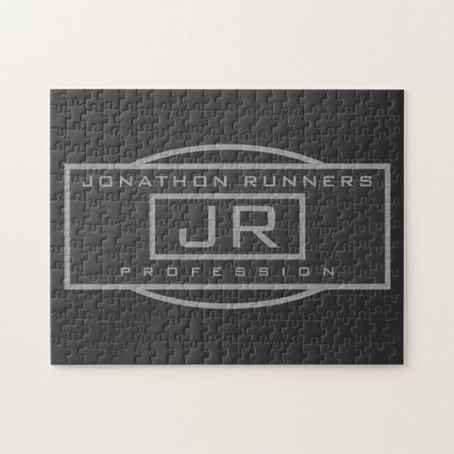 Männliche Sporty Geometric Gray & Dark Grays Puzzle (Horizontal)