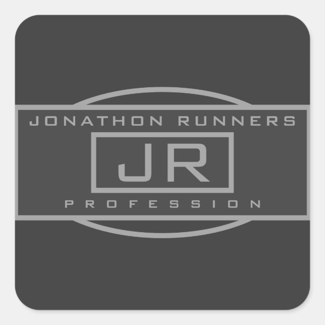 Männliche Sporty Geometric Gray & Dark Grays Quadratischer Aufkleber (Vorderseite)