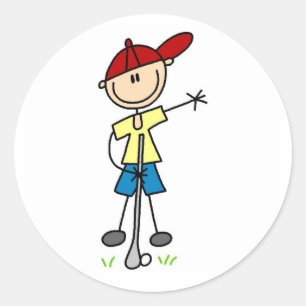 Männliche Stockfigur Golfer Runder Aufkleber