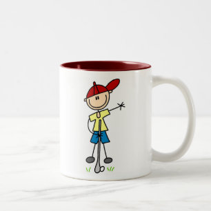Männliche Stockfigur-Golfer Zweifarbige Tasse