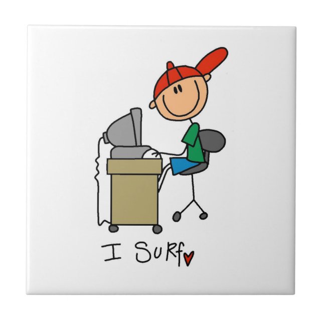 Männliche Stockfigur Web-Surfer Fliese (Vorderseite)