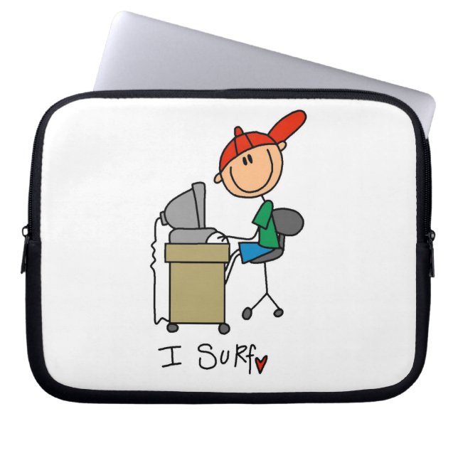 Männliche Stockfigur Web-Surfer Laptopschutzhülle (Vorderseite)