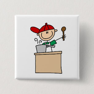 Männliche Strichmännchen-Kochfigur Button