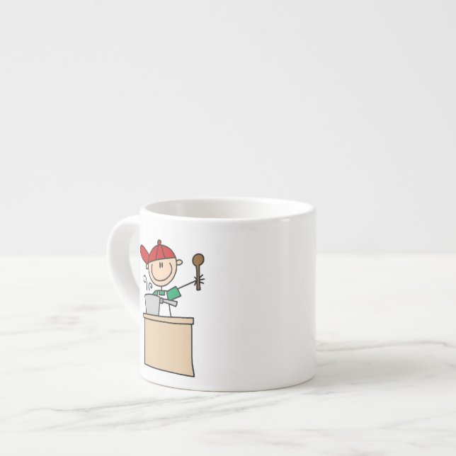 Männliche Strichmännchen-Kochfigur Espressotasse (Vorderseite Links)