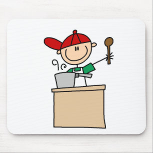 Männliche Strichmännchen-Kochfigur Mousepad