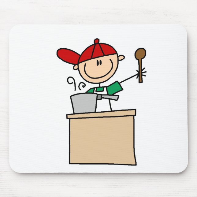 Männliche Strichmännchen-Kochfigur Mousepad (Vorne)