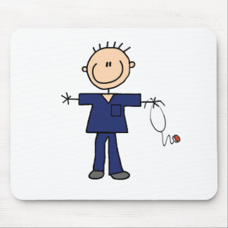Männliche Strichmännchen-Krankenschwester - Blau Mousepad
