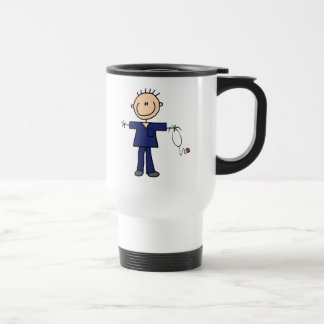 Männliche Strichmännchen-Krankenschwester - Blau Reisebecher