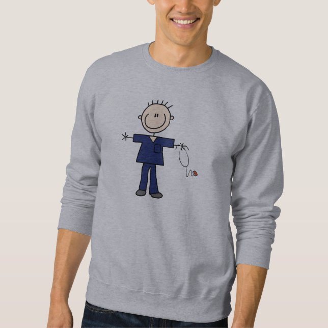 Männliche Strichmännchen-Krankenschwester - Blau Sweatshirt (Vorderseite)