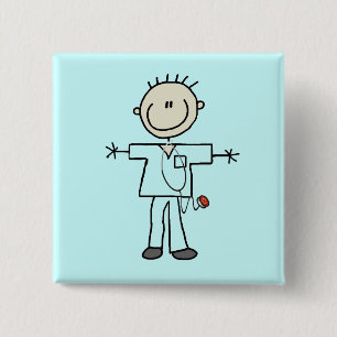 Männliche Strichmännchen-Krankenschwester Button