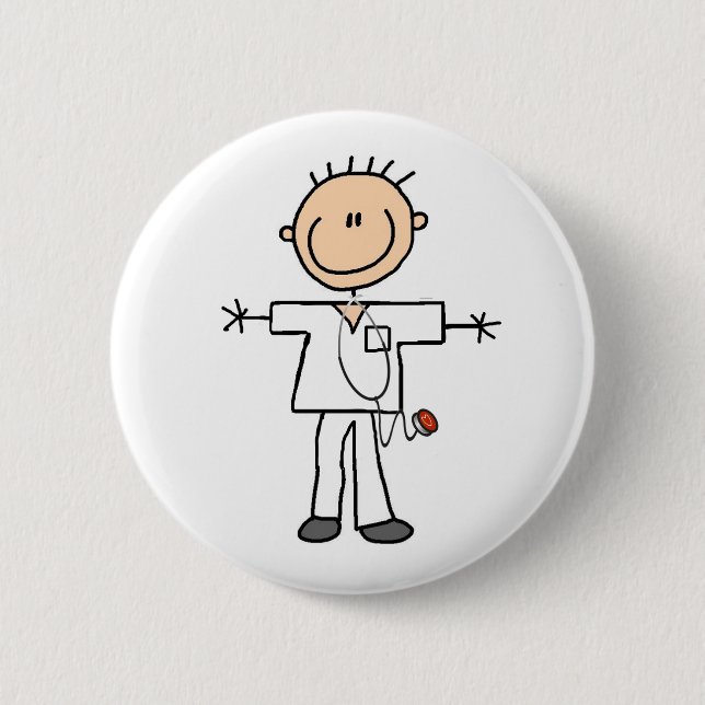 Männliche Strichmännchen-Krankenschwester Button (Vorderseite)