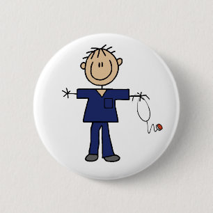 Männliche Strichmännchen-Krankenschwester mittelhe Button